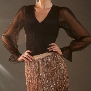 Anthropologie Maeve Sheer Sleeve Top (medium)